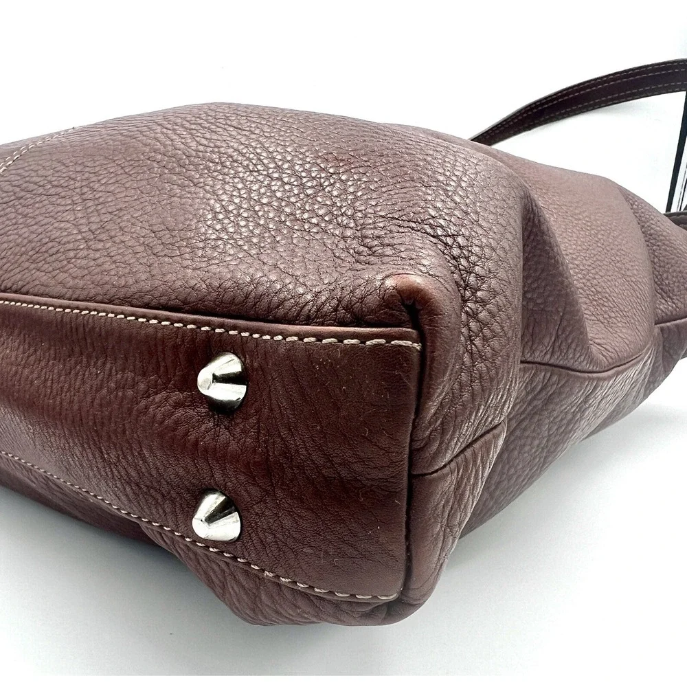 B. Makowsky Brown Leather Large Shoulder Handbag Purse‎ - Picture 12 of 16